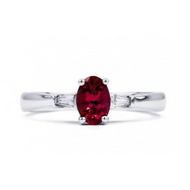 Burmese Ruby And Diamond Ring made in 14ct White Gold ( 0.6ct Ruby)