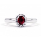  Burmese Ruby And Diamond Ring made in 14ct White Gold (0.35ct Ruby)
