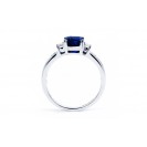 Blue Sapphire and Diamond ring set in 14K White Gold (1.75ct Bs)