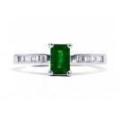 Emerald And Diamond Ring made in 14ct White Gold ( 0.48ct Em)