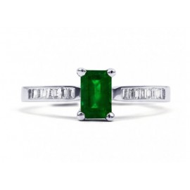  Emerald And Diamond Ring made in 14ct White Gold ( 0.48ct Em)