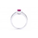Pink Sapphire And Diamond  Ring Set in 14k White Gold ( 1.15ct PS)