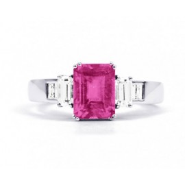  Pink Sapphire And Diamond Ring made in 14k White Gold (1.6ct Ps)