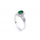 Emerald ring with a Cluster of Diamonds made in 14k White Gold (0.45ct Em)