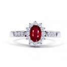 Burmese Ruby And Diamond Ring Set in White Gold ( 0.6ct Ruby)