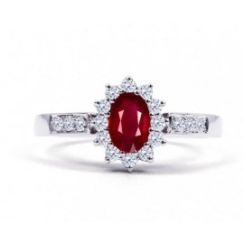 Burmese Ruby And Diamond Ring Set in White Gold ( 0.6ct Ruby) Burmese Ruby And Diamond Ring Set in White Gold ( 0.6ct Ruby)