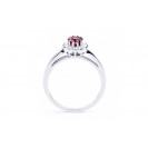 Burmese Ruby And Diamond Ring Set in White Gold ( 0.6ct Ruby)