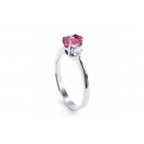 Pink Sapphire And Diamond Ring Set in White Gold ( 1ct Ps)