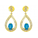  Blue Topaz And Diamond  Earrings In 18k Yellow Gold (1.66Ct BT)  