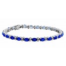 The Tennis Blue Sapphire And Diamond Bracelet Made in 14k White Gold (7.83cts Bs)