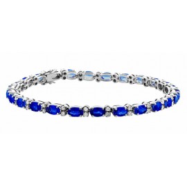 The Tennis Blue Sapphire And Diamond Bracelet Made in 14k White Gold (7.83cts Bs) The Tennis Blue Sapphire And Diamond Bracelet Made in 14k White Gold (7.83cts Bs)