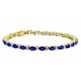 The Tennis Blue Sapphire And Diamond Bracelet Made in 14k Yellow Gold (7.83cts Bs) The Tennis Blue Sapphire And Diamond Bracelet Made in 14k Yellow Gold (7.83cts Bs)