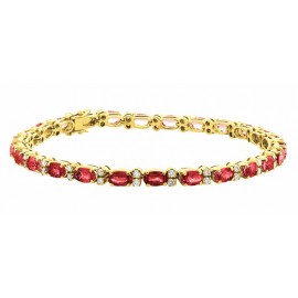 The Tennis Burmese Ruby And Diamond Bracelet Made in 14k Yellow Gold (7.83cts Ruby) The Tennis Burmese Ruby And Diamond Bracelet Made in 14k Yellow Gold (7.83cts Ruby)
