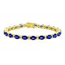 The Blue Sapphire And Diamond Big Tennis Bracelet Made in 18k Yellow Gold ( 13.9cts Bs)