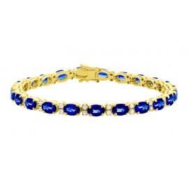 The Blue Sapphire And Diamond Big Tennis Bracelet Made in 18k Yellow Gold ( 13.9cts Bs) The Blue Sapphire And Diamond Big Tennis Bracelet Made in 18k Yellow Gold ( 13.9cts Bs)