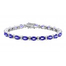 The Tanzanite And Diamond Big Tennis Bracelet Made in 18k White Gold ( 13.9cts Tz)