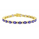 The Tanzanite And Diamond Big Tennis Bracelet Made in 18k Yellow Gold ( 13.9cts Tz)