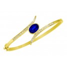 Blue Sapphire Diamond Bangle made in 14k Yellow Gold(2.7ct BS)