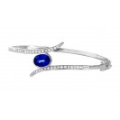 Blue Sapphire Diamond Bangle made in 14k White Gold(2.7ct BS)