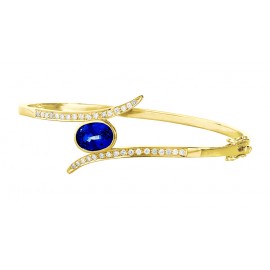 Blue Sapphire Diamond Bangle made in 14k Yellow Gold(2.7ct BS) Blue Sapphire Diamond Bangle made in 14k Yellow Gold(2.7ct BS)