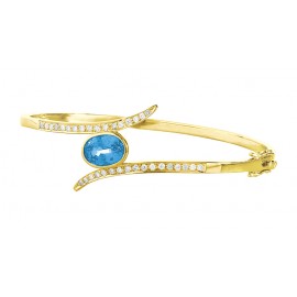 Blue Topaz Diamond Bangle made in 14k Yellow Gold(2.7ct BT) Blue Topaz Diamond Bangle made in 14k Yellow Gold(2.7ct BT)