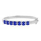 Blue Sapphire And Diamond Bangles  made in 18k White Gold ( 3.15cts Bs)