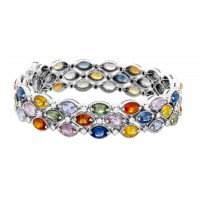 Multi color And Diamond Bracelet made in 18k White Gold  Multi color And Diamond Bracelet made in 18k White Gold