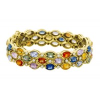 Multi color And Diamond Bracelet made in 18k Yellow Gold  Multi color And Diamond Bracelet made in 18k Yellow Gold