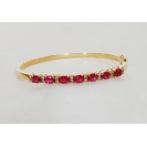 Burmese Ruby And Diamond Bangle made in 18k Yellow Gold ( 3.6cts Ruby)