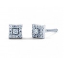 Square Diamond  Earrings In 14k White Gold (1Ct ) 
