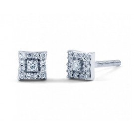 Square Diamond  Earrings In 14k White Gold (1Ct )  Square Diamond  Earrings In 14k White Gold (1Ct )