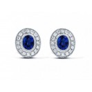 Blue Sapphire Diamond  Earring made in14k White Gold (2ct Bs) 