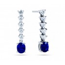 Blue Sapphire And Diamond Earring made in 14K White Gold ( 1ct Bs)