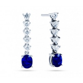 Blue Sapphire And Diamond Earring made in 14K White Gold ( 1ct Bs) Blue Sapphire And Diamond Earring made in 14K White Gold ( 1ct Bs)
