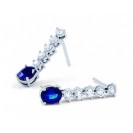 Blue Sapphire And Diamond Earring made in 14K White Gold ( 1ct Bs)