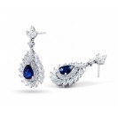 Blue Sapphire And Diamond Earrings made in 14K White Gold(1.95ct Bs)