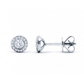 Diamond Halo Stud Earrings In 14k White Gold (0.5 Ct)   Diamond Halo Stud Earrings In 14k White Gold (0.5 Ct)