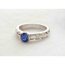 ROUND SHAPE BLUE SAPPHIRE AND DIAMOND RING (0.71ct Bs)