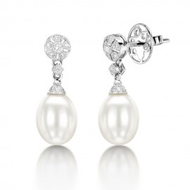 Diamond & Pearl Drop Earring Set in 14k White Gold ( 0.17ct) Diamond & Pearl Drop Earring Set in 14k White Gold ( 0.17ct)
