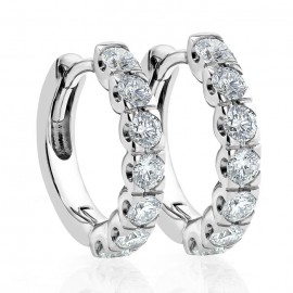 Diamond Small Hoop Earring Set in 14k White Gold  (0.76 ct) Diamond Small Hoop Earring Set in 14k White Gold  (0.76 ct)