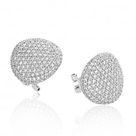 Pave Button Stud Diamond Earring Set in 14k White Gold ( 3.36ct)  Pave Button Stud Diamond Earring Set in 14k White Gold ( 3.36ct)