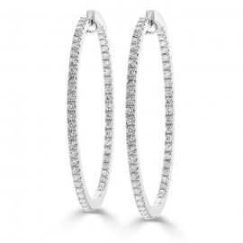 Micro-Pavé Diamond Hoop Earring Set In 14K White Gold (1.90ct)   Micro-Pavé Diamond Hoop Earring Set In 14K White Gold (1.90ct)