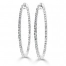  Medium Trendy Diamond Hoop Earrings Set in 14ct White Gold  (3.92 ct) 