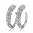  Medium Trendy Diamond Hoop Earrings Set in 14ct White Gold  (3.92 ct) 