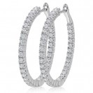  Inside-Out Hinged Diamond Hoop Earring Set in 14k White Gold ( 1.07ct)