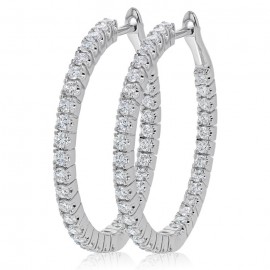 Inside-Out Hinged Diamond Hoop Earring Set in 14k White Gold ( 1.07ct)  Inside-Out Hinged Diamond Hoop Earring Set in 14k White Gold ( 1.07ct)
