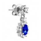 Blue Sapphire And Diamond Earring Set in 18k White Gold ( 1.1ct BS)