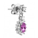 Pink Sapphire And Diamond Earring Set in 18k White Gold ( 1.1ct PS)