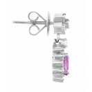 Pink Sapphire And Diamond Earring Set in 18k White Gold ( 1.1ct PS)