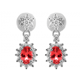 Burmese Ruby And Diamond Earring Set in 18k White Gold ( 1.1ct Ruby)